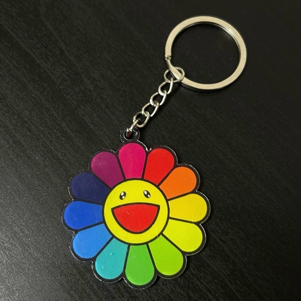 Colorful Smiley Flower Keychain